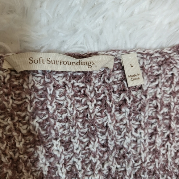 🩷 SOFT SURROUNDINGS Pink Knit Lace Underlay Detail Long Sleeve Top size - Picture 5 of 9